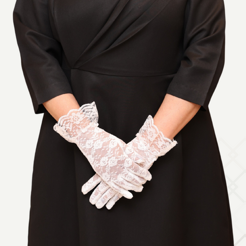 White Lace Gloves قفاز دانتيل