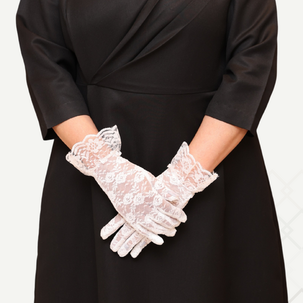 White Lace Gloves قفاز دانتيل